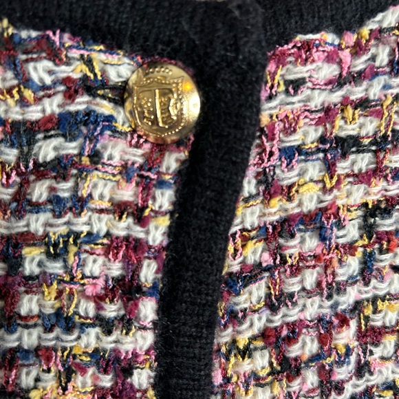 Talbots Colorful Tweed Cardigan with Black Trim - Picture 2 of 10